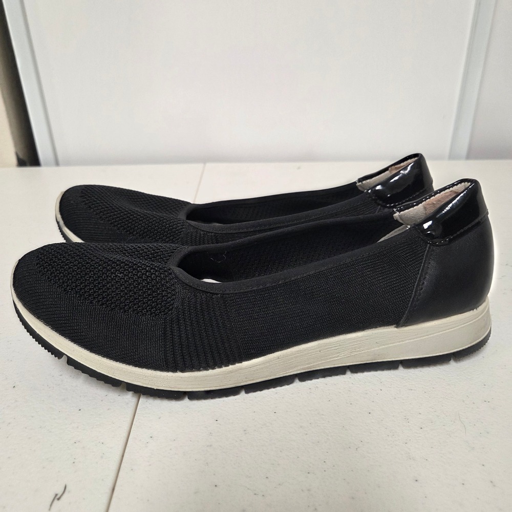 IMAC Black Stretch Knit Leather Ballet Flat Sneaker Made in Italy Womens EU 41